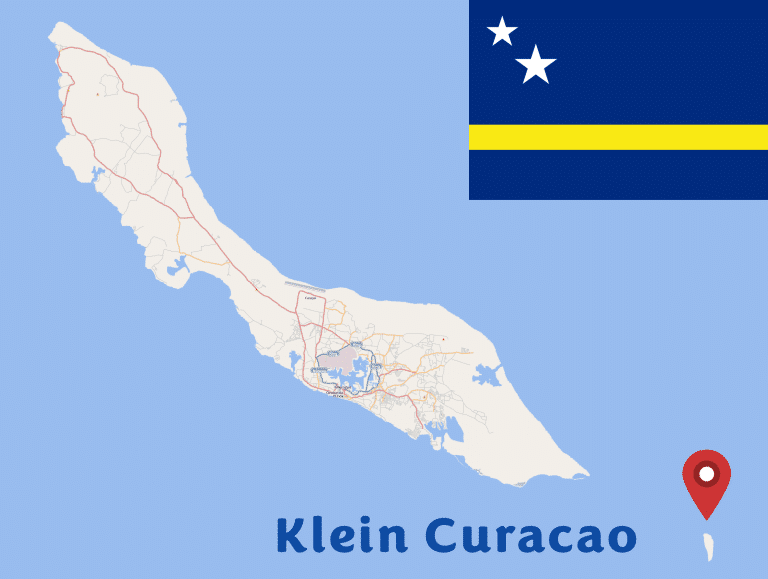 Map of Curacao with flag